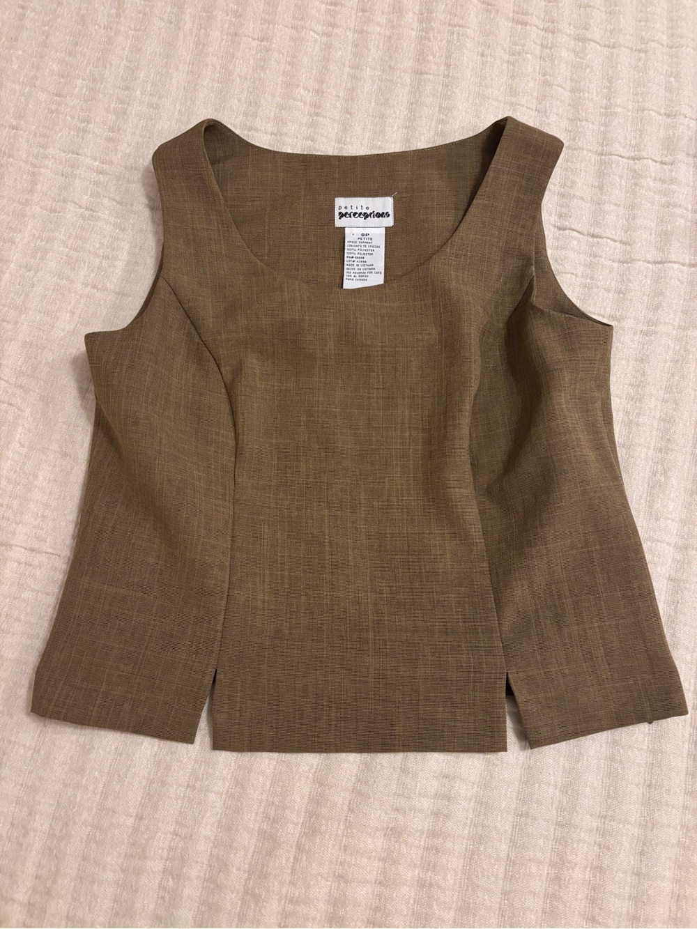 Vintage Perceptions Petite Brown Sleeveless Square-Neck Tank- 8P